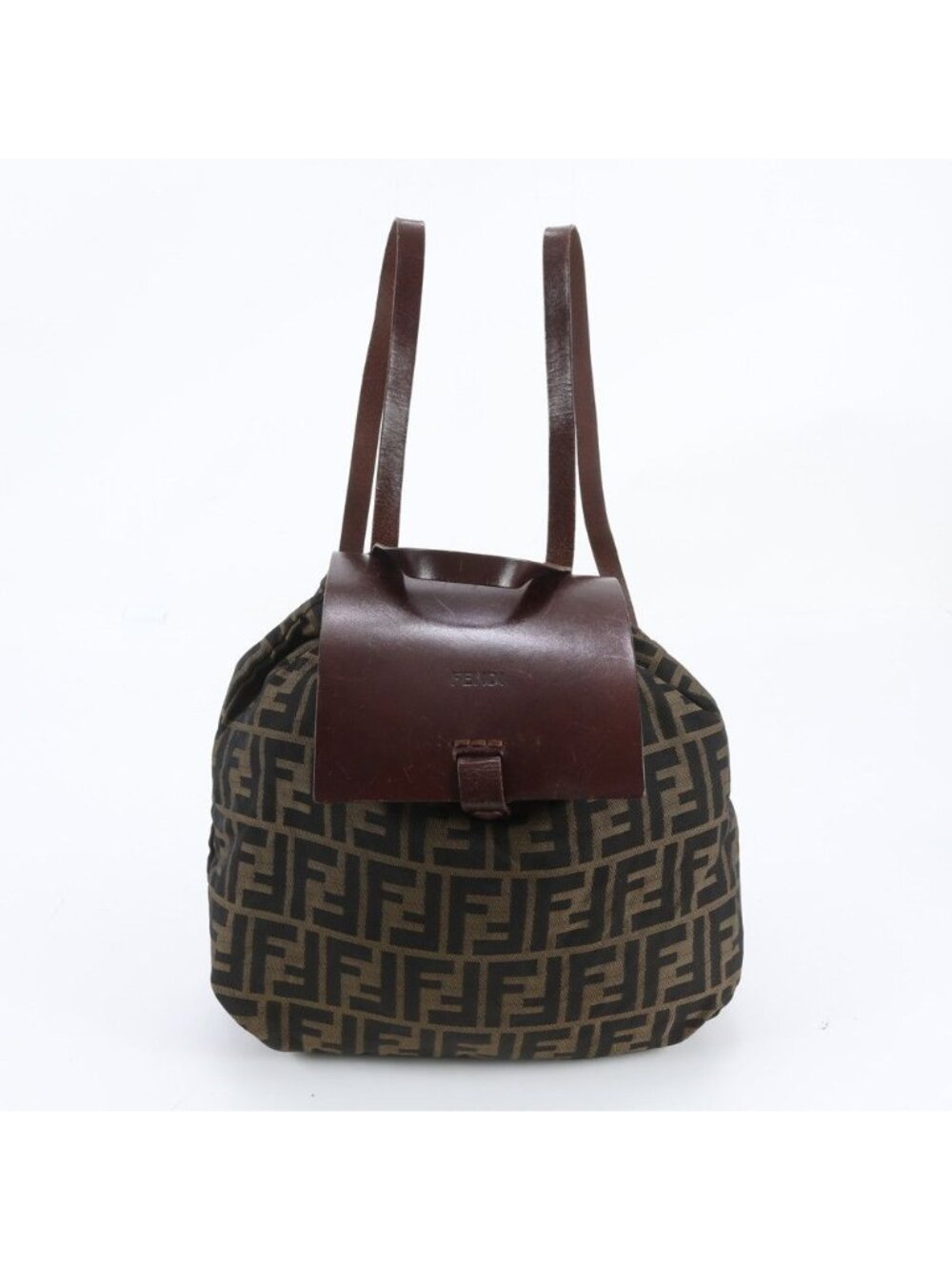 Fendi Zucca Leather Nylon Backpack Shoulder Bag